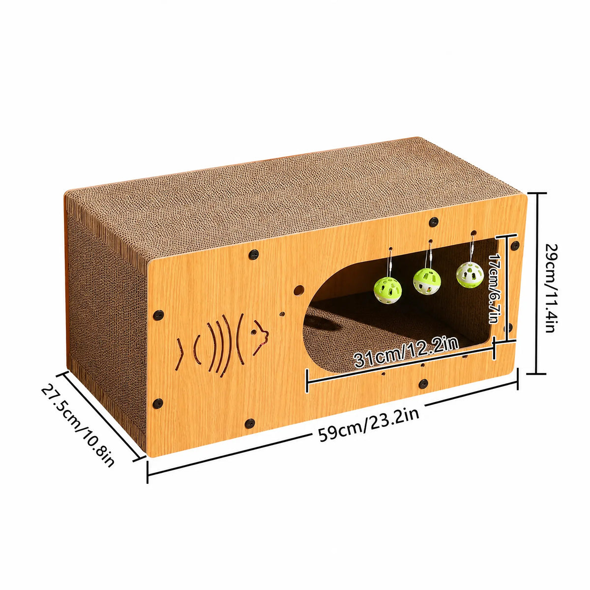 Cabane en Carton Ondulé pour Chat avec Grattoir Pour toi Mon chat