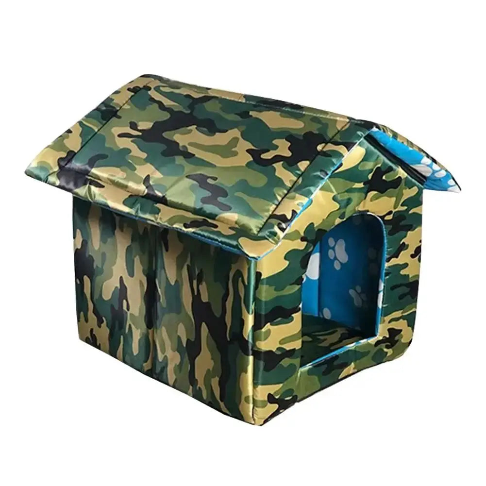 Cabane pour Chat Extérieur Style Maison avec Imprimé Camouflage