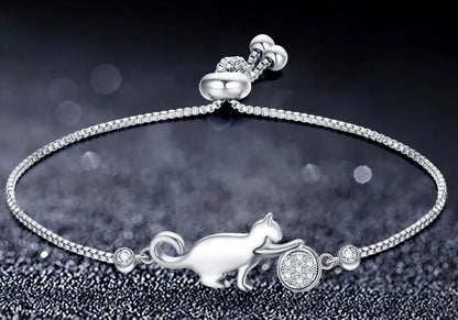Bracelet de chat ajustable en argent Pour toi Mon chat