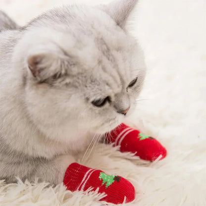 Chausson Chat avec Imprimé en Forme de Sapin de Noël Pour toi Mon chat