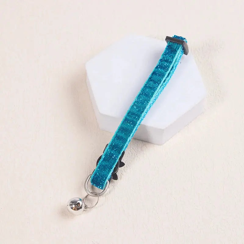 Collier Chat Anti Étranglement Élastique et Pailleté avec Clochette