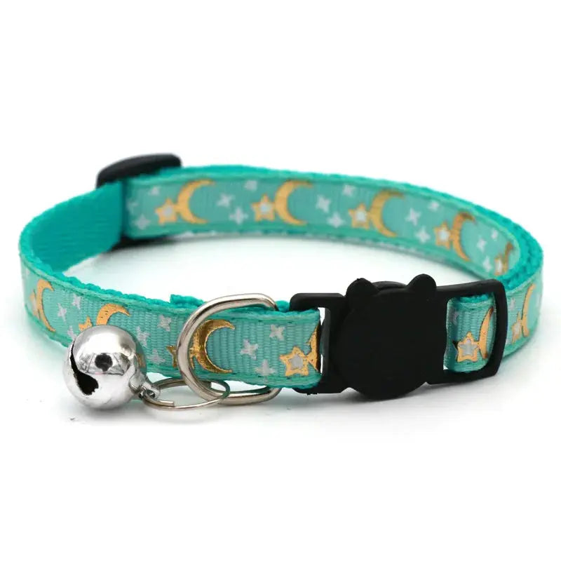Collier Chat Anti Étranglement avec Motifs de Lunes et d'Étoiles
