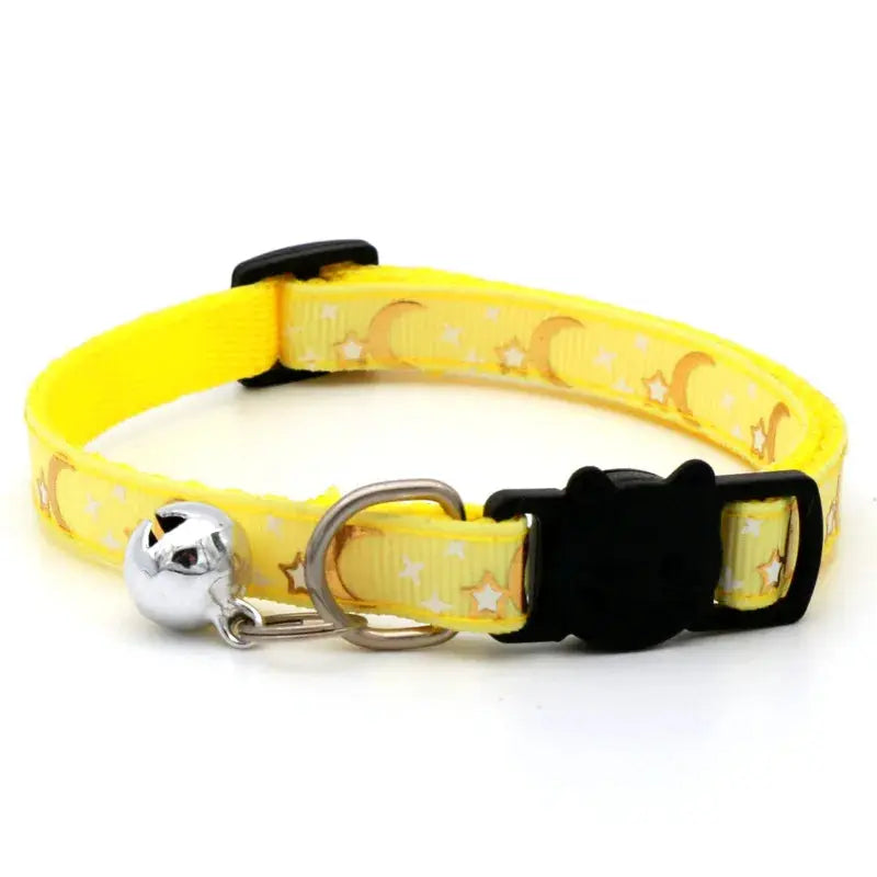 Collier Chat Anti Étranglement avec Motifs de Lunes et d'Étoiles