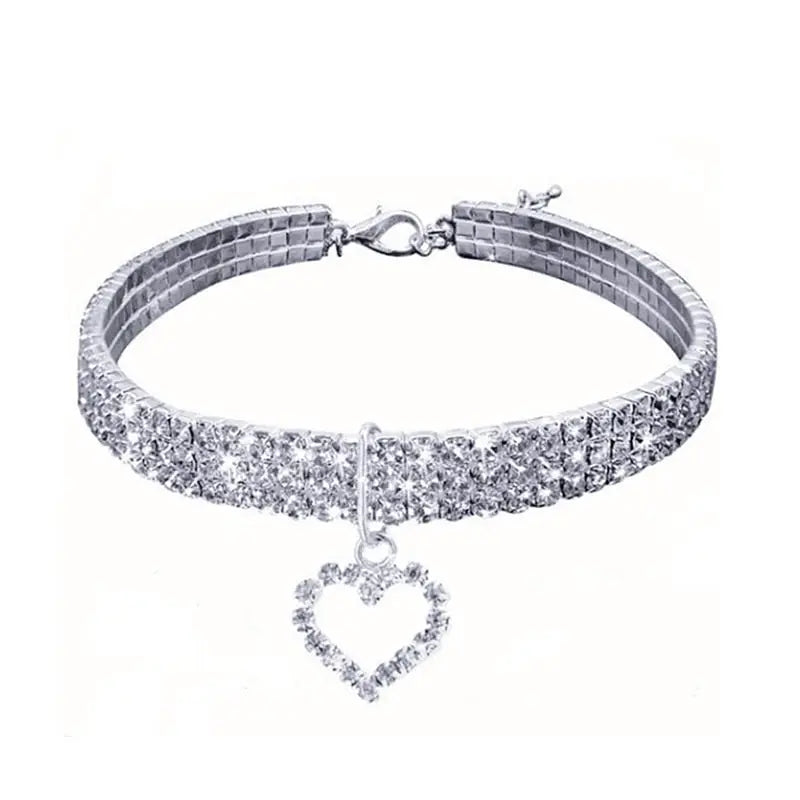 Collier étincelant en strass pour chat avec un cur Pour toi Mon chat