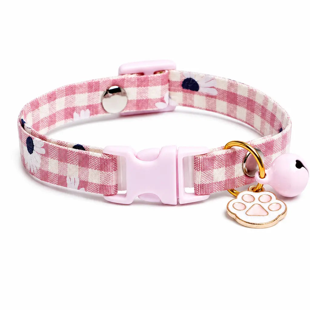 Collier réglable rose pour chat avec pendentif de patte de chat et cloche Pour toi Mon chat