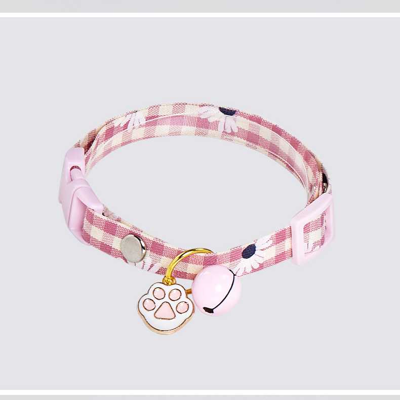 Collier réglable rose pour chat avec pendentif de patte de chat et cloche Pour toi Mon chat