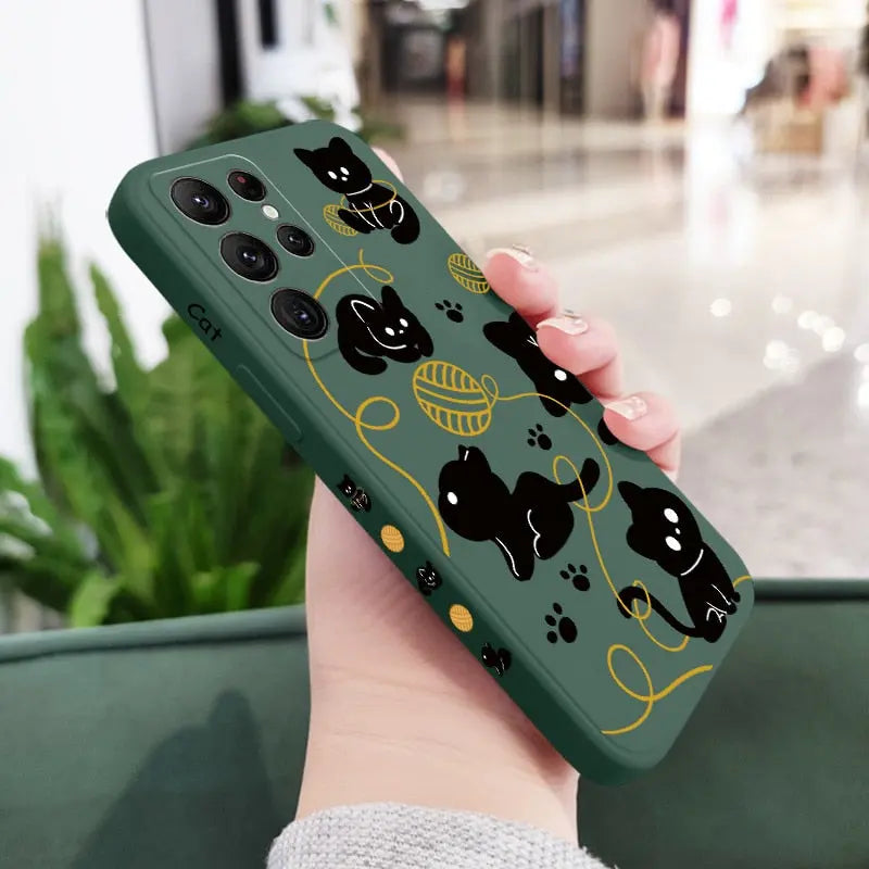 Coque de téléphone à enroulement avec design de chat pour Samsung Galaxy S23 Pour toi Mon chat