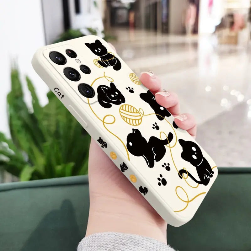 Coque de téléphone à enroulement avec design de chat pour Samsung Galaxy S23 Pour toi Mon chat