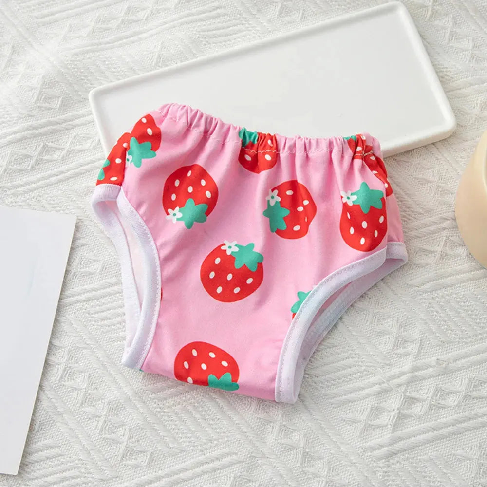 Couche pour Chat avec des Fraises Imprimées et un Nœud Papillon