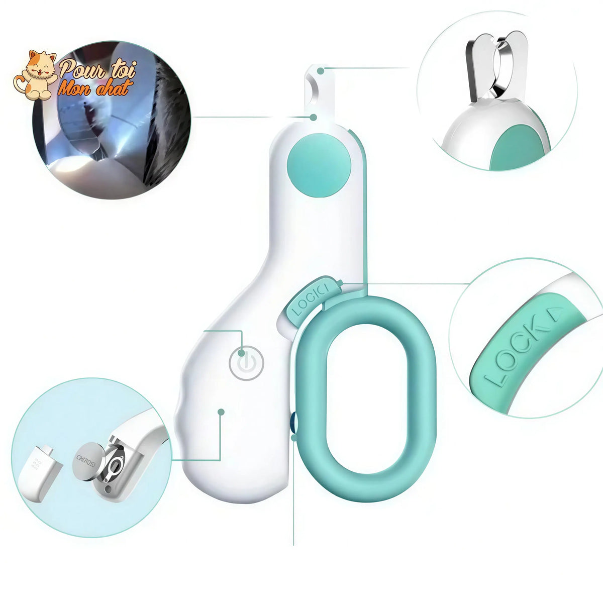 Coupe ongles sécurisé à LED - chat - chien - lapin - GriffouNet’™ Pour toi Mon chat