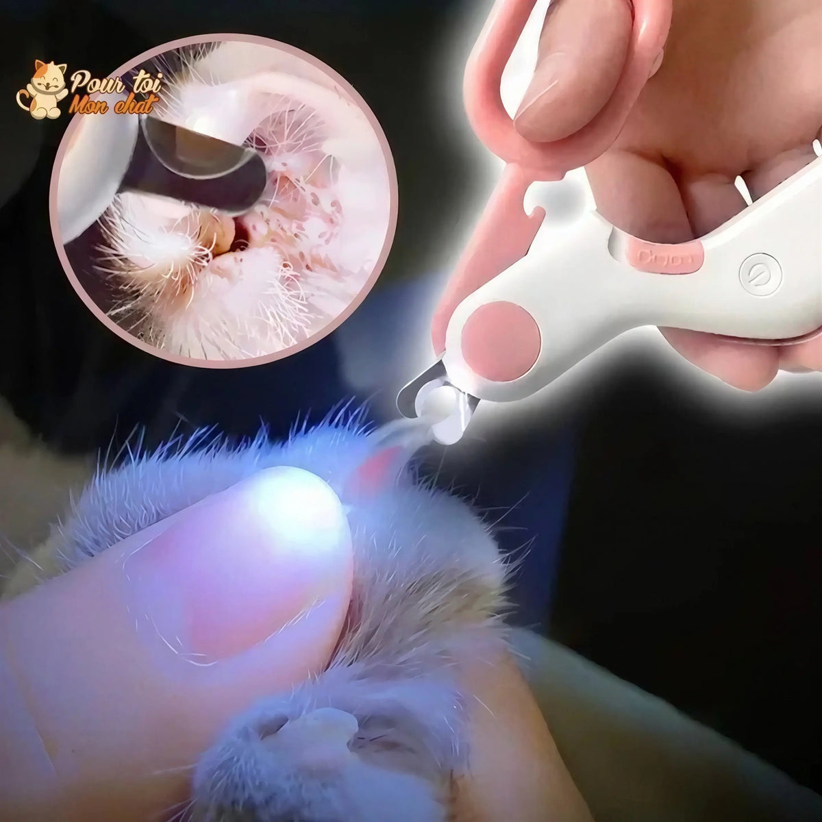Coupe ongles sécurisé à LED - chat - chien - lapin - GriffouNet’™ Pour toi Mon chat