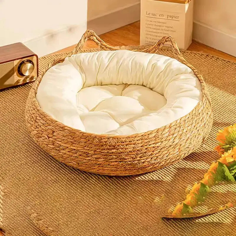 Coussin Chat Rond En Rotin Avec Des Oreilles De Chat Pour toi Mon chat