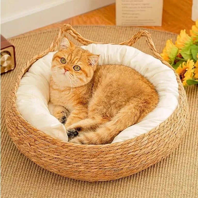 Coussin Chat Rond En Rotin Avec Des Oreilles De Chat Pour toi Mon chat