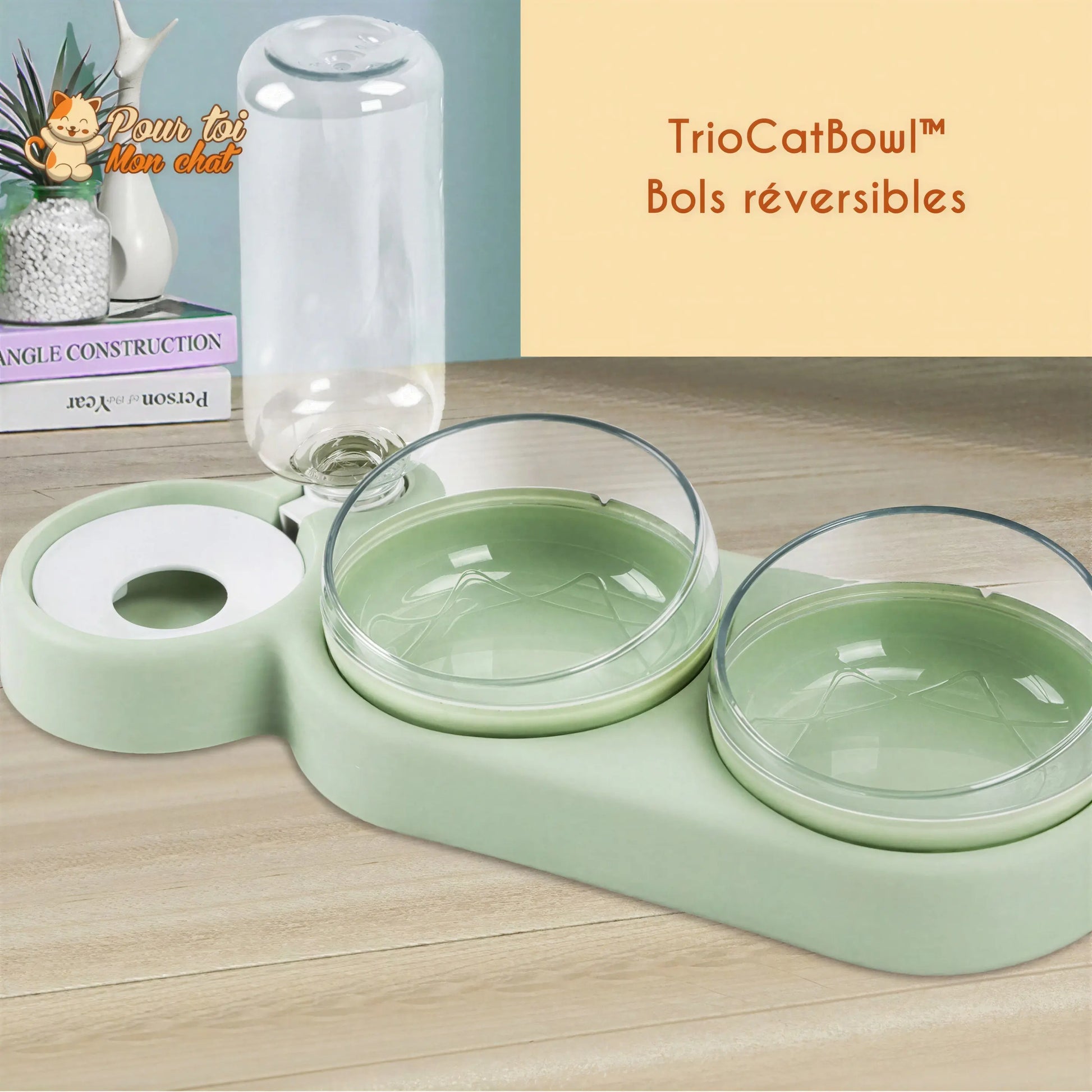 Distributeur de Croquettes et Eau pour Chat - TrioCatBowl™ Pour toi Mon chat