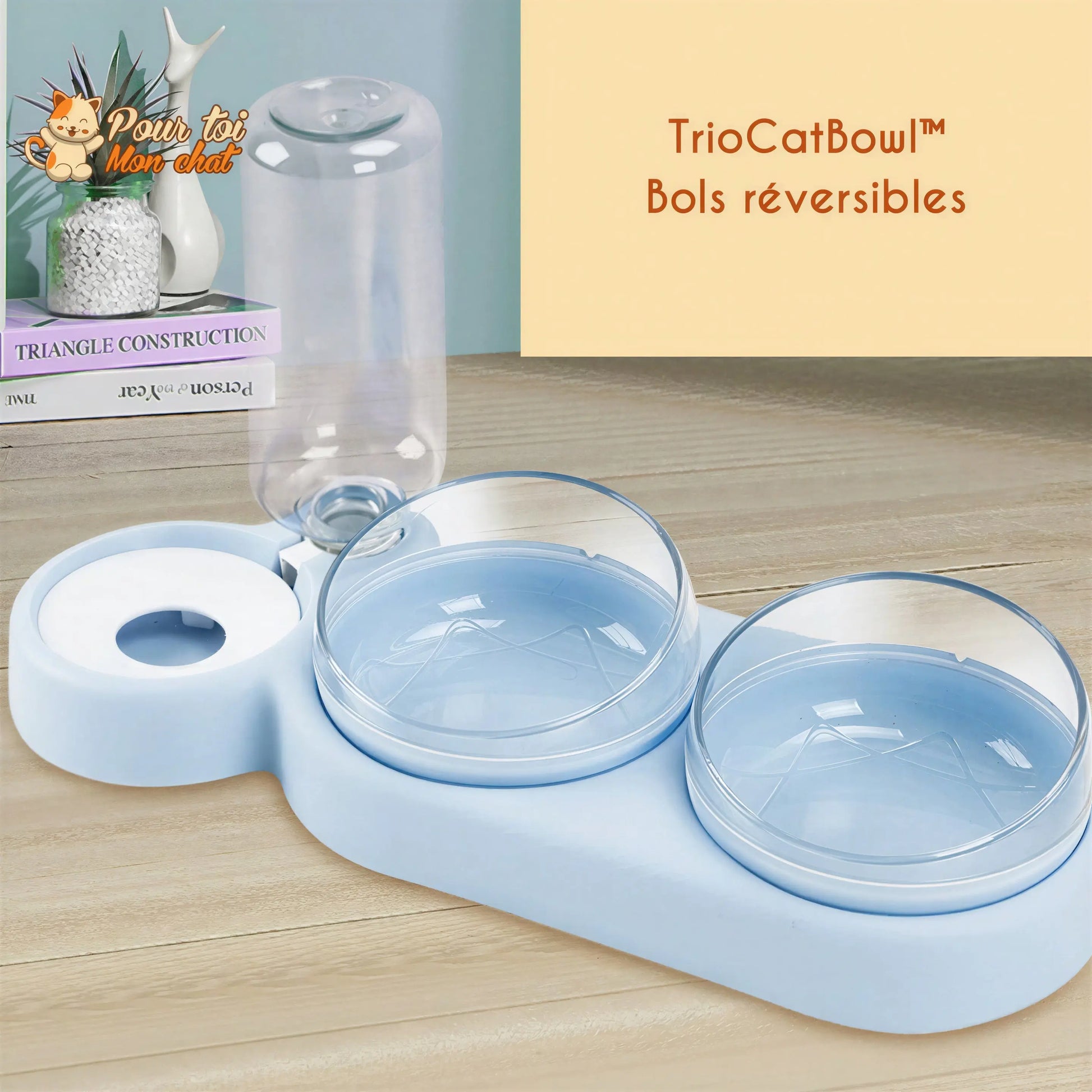 Distributeur de Croquettes et Eau pour Chat - TrioCatBowl™ Pour toi Mon chat