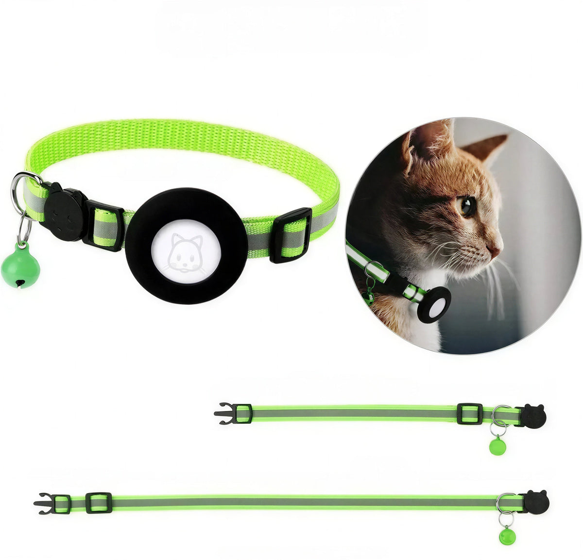 Collier Anti Fugue avec une Petite Cloche et une Poche pour Localisateur Pour toi Mon chat