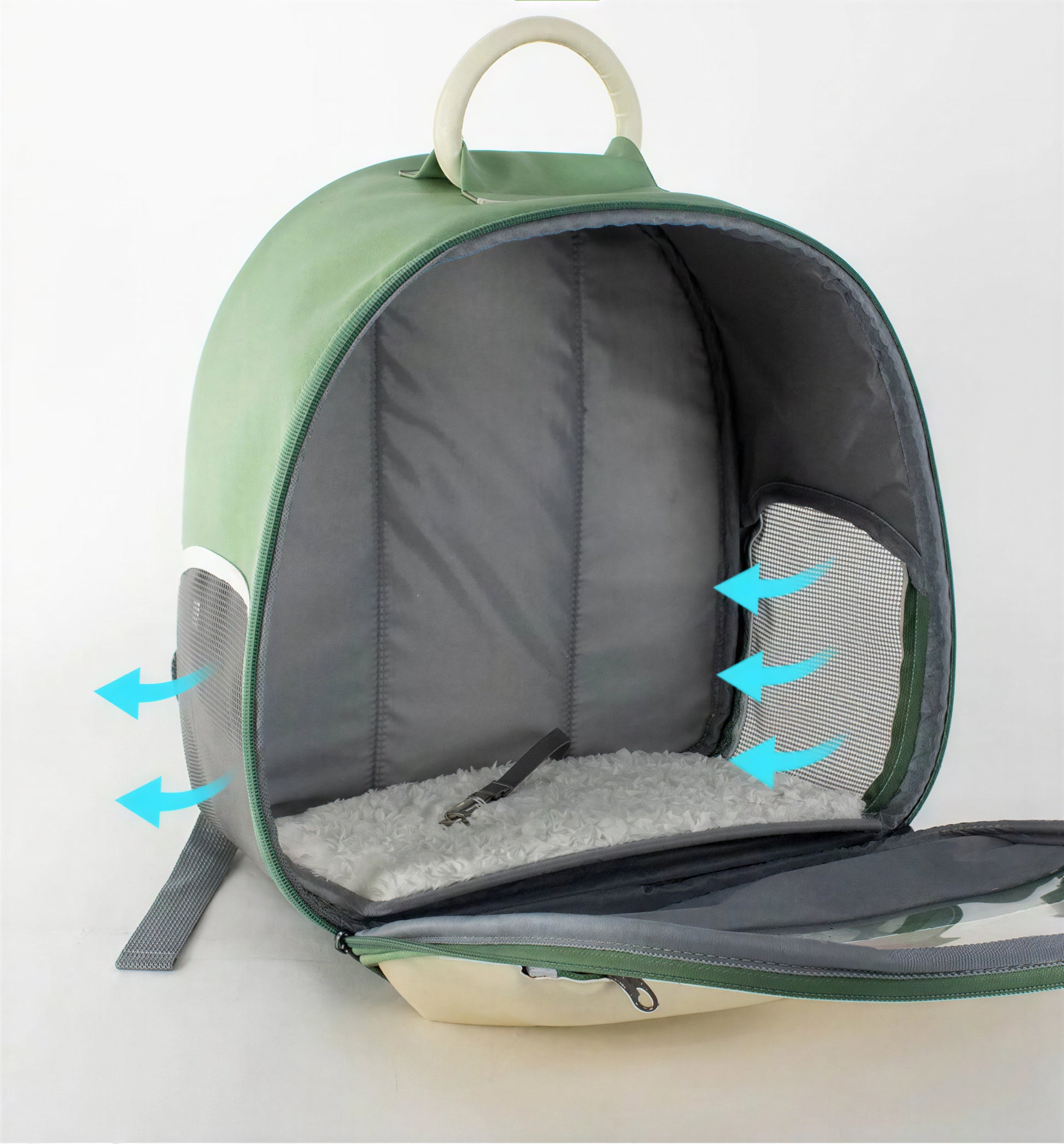 Sac à dos de voyage transparent vert pour chat - vue 4