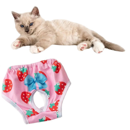 Couche pour Chat avec des Fraises Imprimées et un Nœud Papillon Pour toi Mon chat