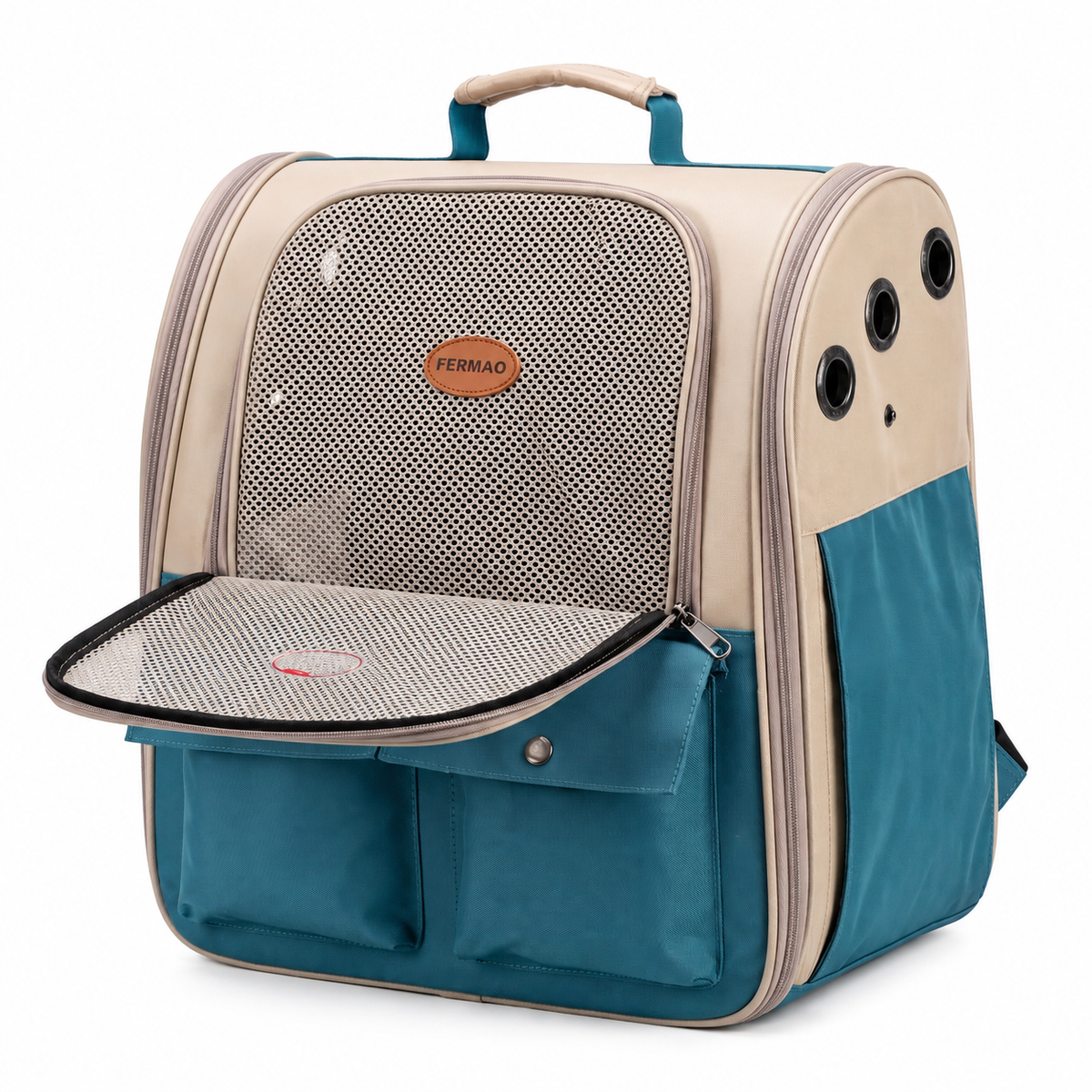 Sac à dos bleu pliable et ventilé pour chat - vue 1
