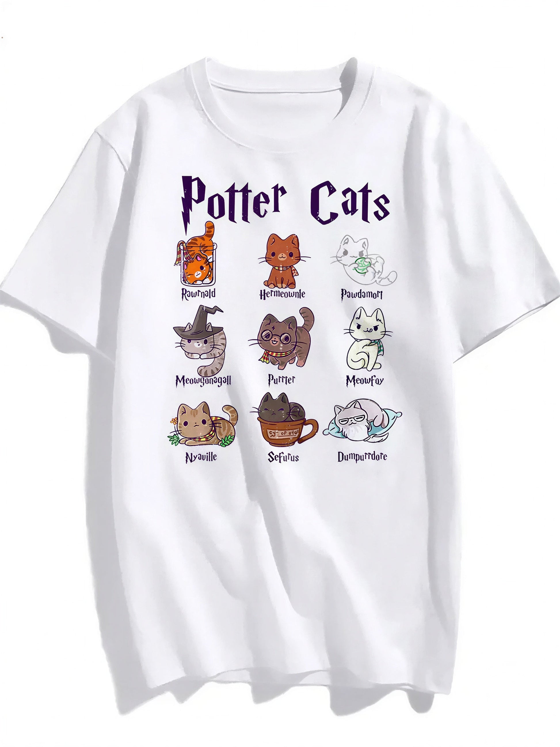 T-shirt manches courtes avec chats imprimés pour femme Pour toi Mon chat