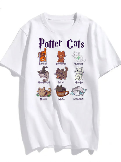 T-shirt manches courtes avec chats imprimés pour femme Pour toi Mon chat