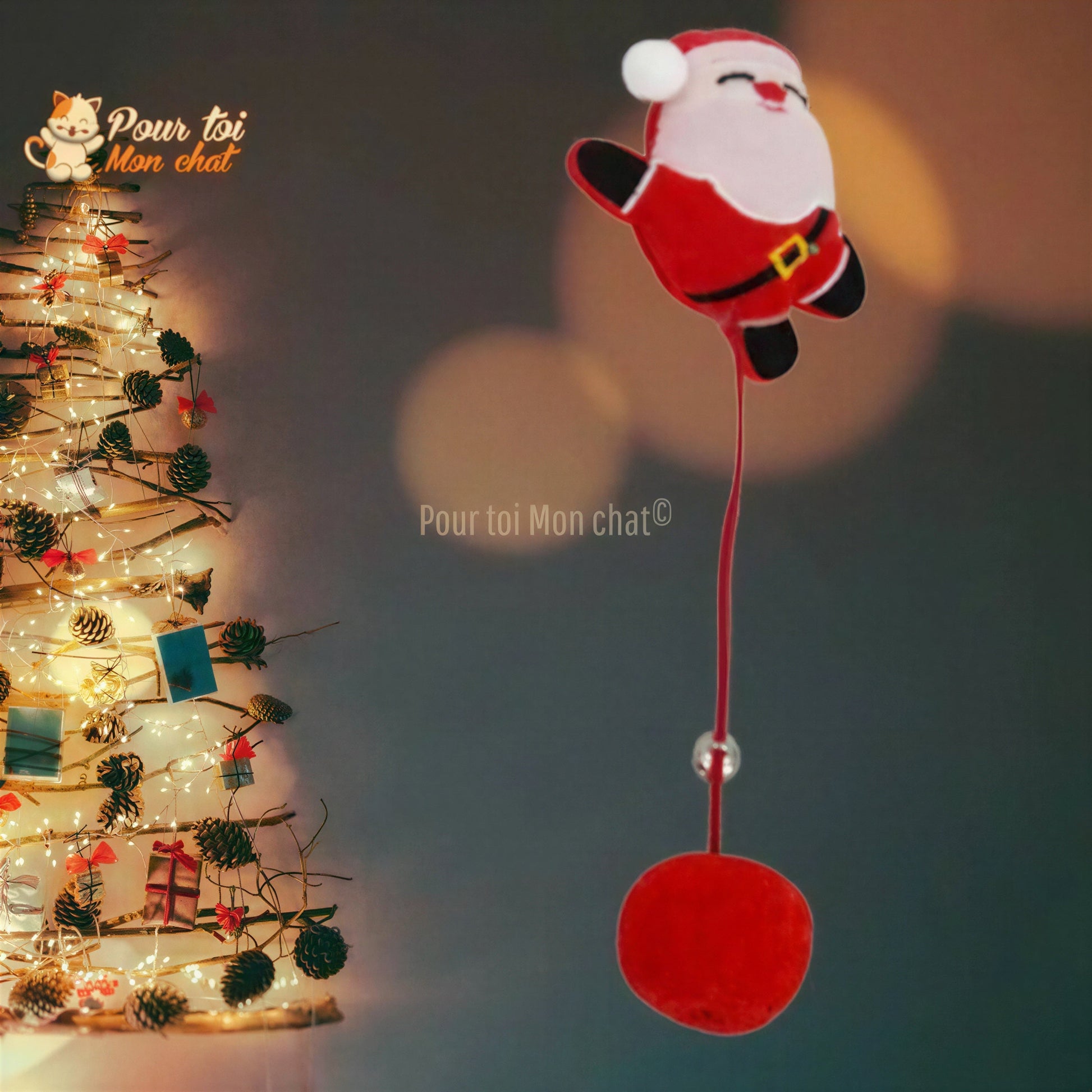 Noël Jouets en Peluche, fourrure, boule, cloche, poupées - Pour Chat - PomponNoëlChat™ Pour toi Mon chat