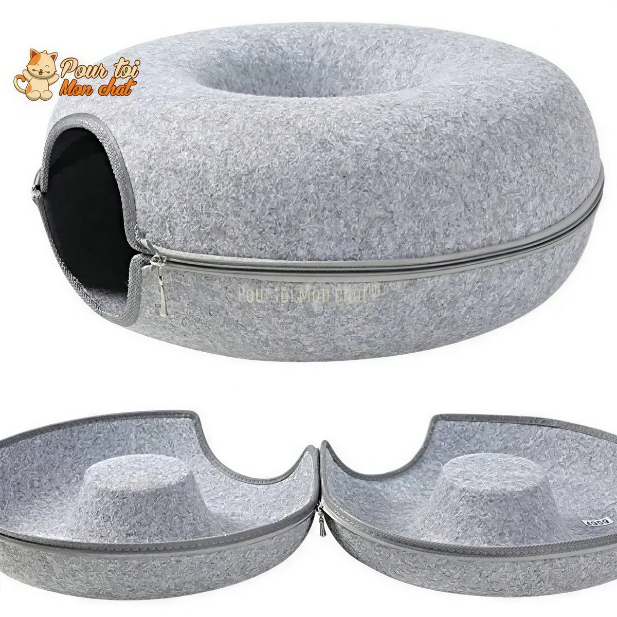PANIER DE MAISON EN FEUTRE NATUREL POUR CHAT - DONUT4CAT™ Pour toi Mon chat