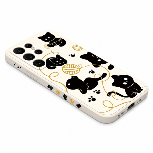 Coque de téléphone à enroulement avec design de chat pour Samsung Galaxy S23 Pour toi Mon chat