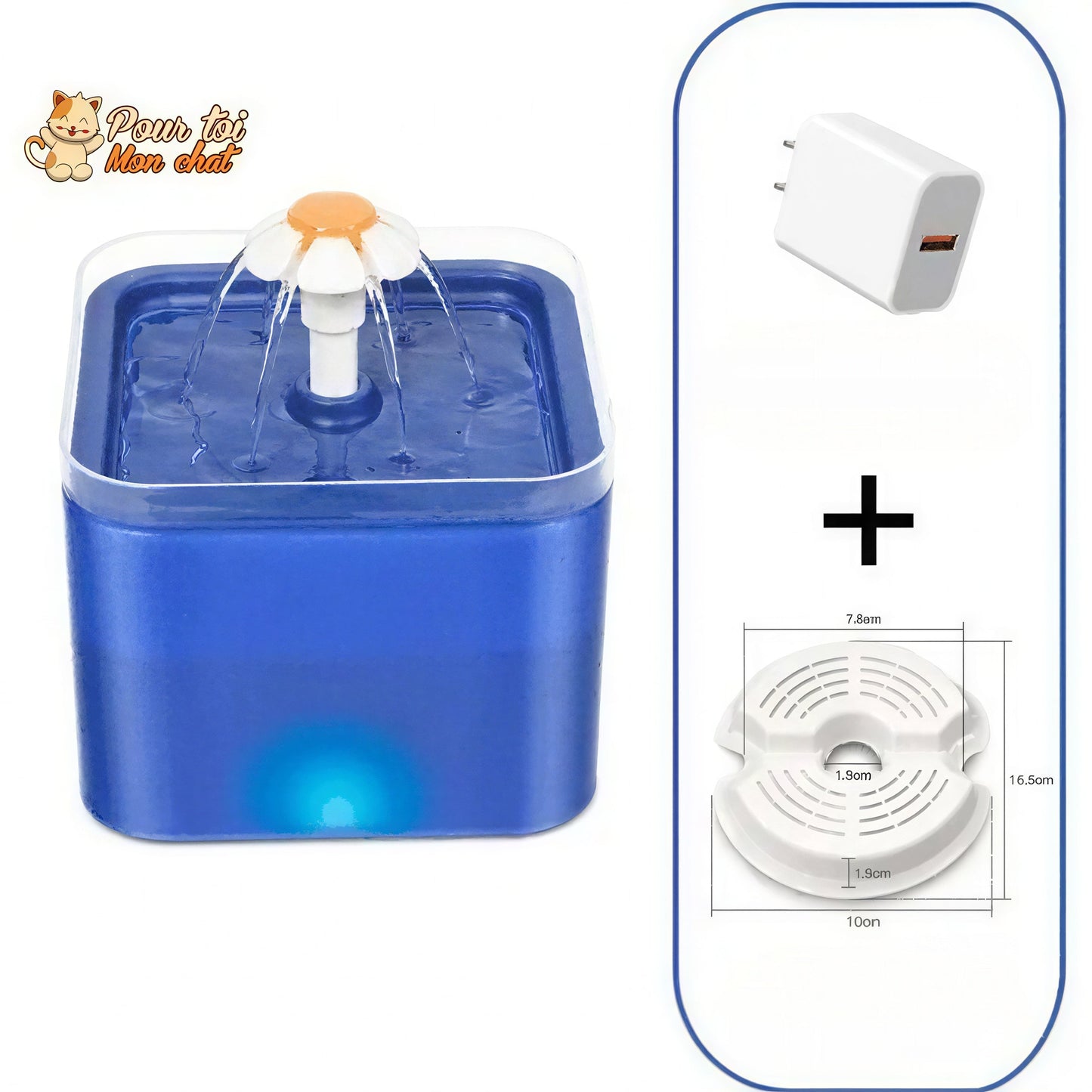 Fontaine à eau pour chats avec éclairage LED Pour toi Mon chat