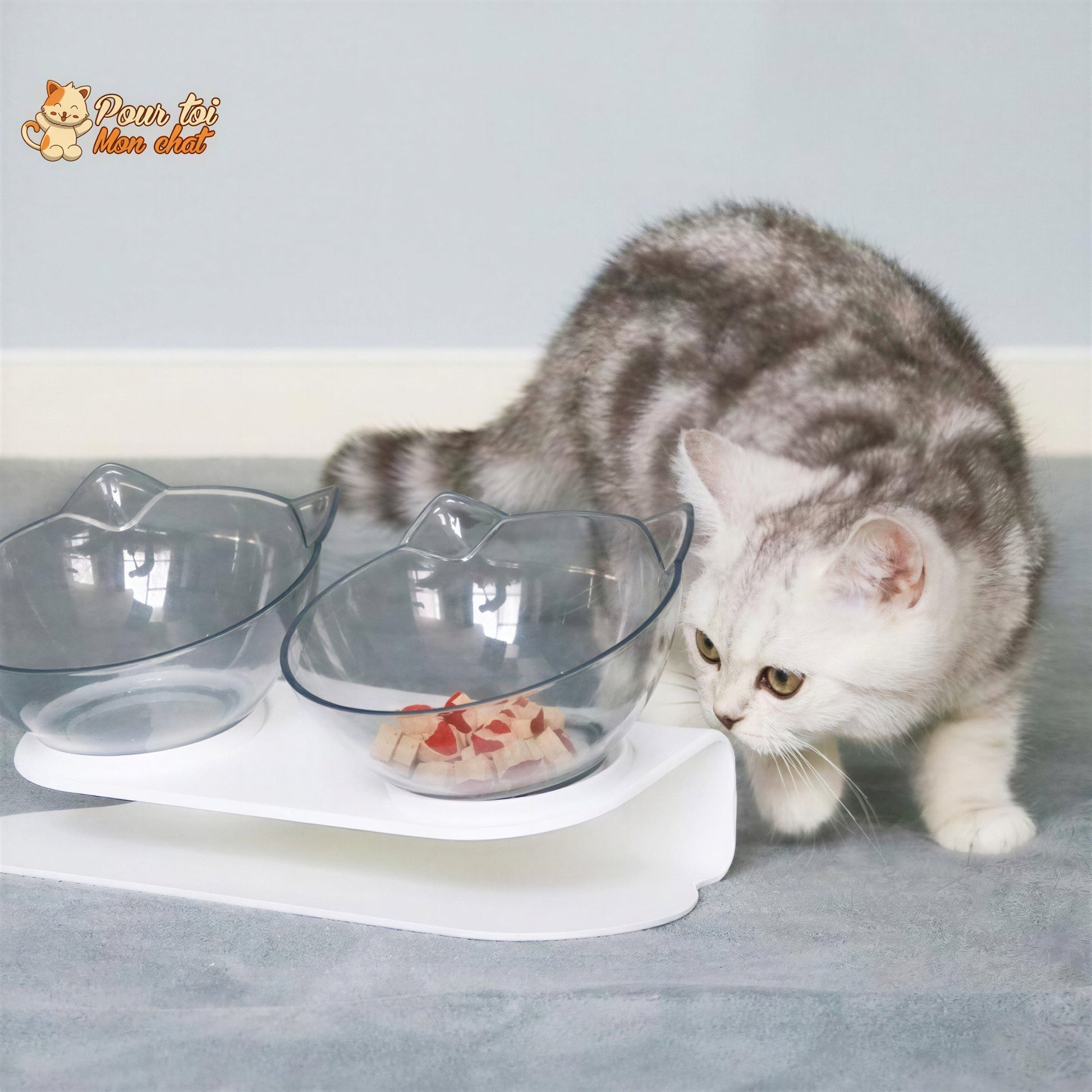 Gamelle Tête de Chat 2 en 1 - Cat'Twin'Bowl™ Pour toi Mon chat