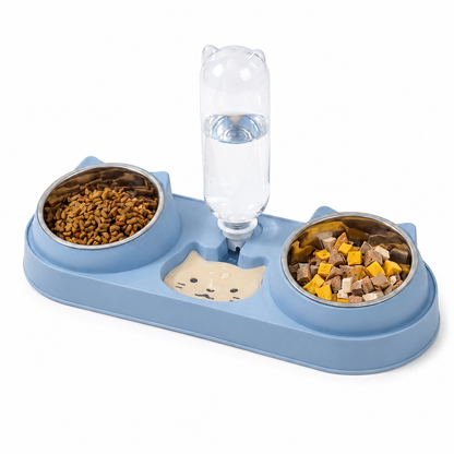 Fontaine à eau et bols à croquettes et friandises pour chat - Perfect Trio Pour toi Mon chat