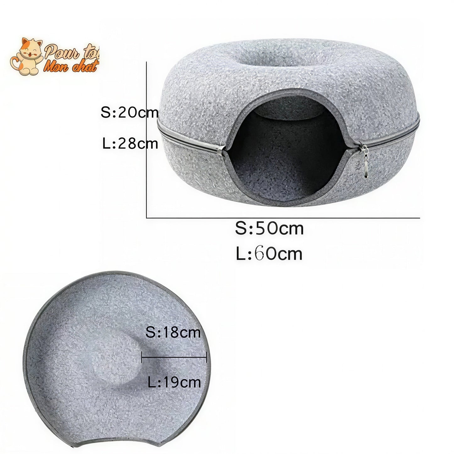 PANIER DE MAISON EN FEUTRE NATUREL POUR CHAT - DONUT4CAT™ Pour toi Mon chat