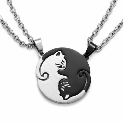 Collier de couple à design de chat en acier inoxydable Pour toi Mon chat