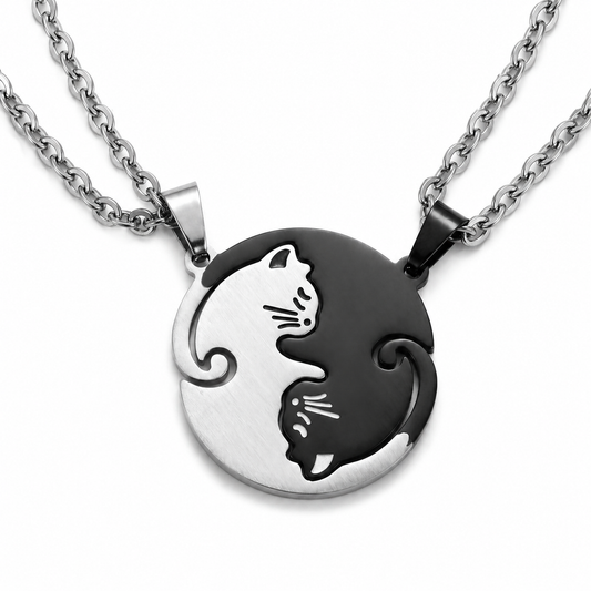 Collier de couple à design de chat en acier inoxydable Pour toi Mon chat