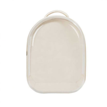 Sac à dos de transport pliable blanc en cuir avec un côté transparent pour chat Pour toi Mon chat