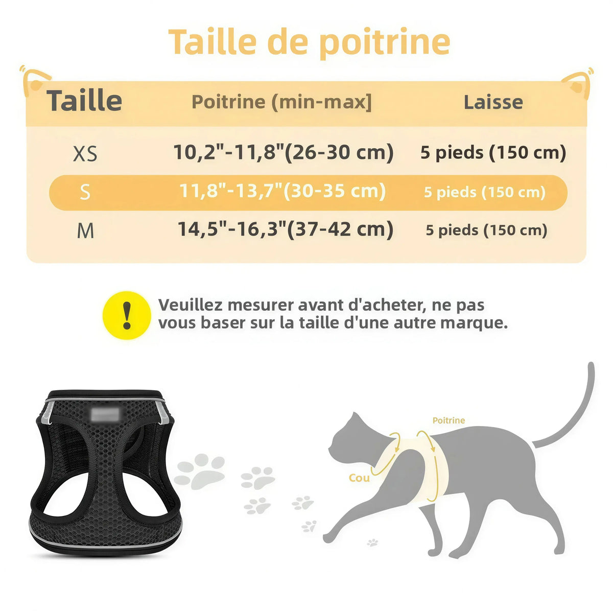 Harnais pour Chat Réglable Pour toi Mon chat
