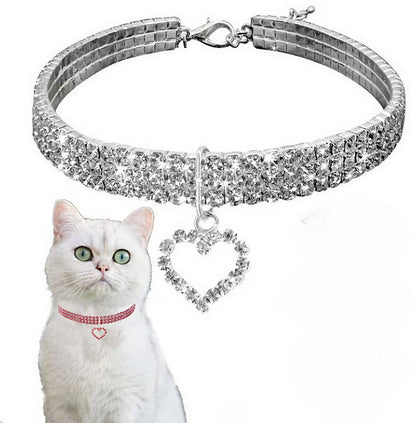 Collier étincelant en strass pour chat avec un cœur Pour toi Mon chat