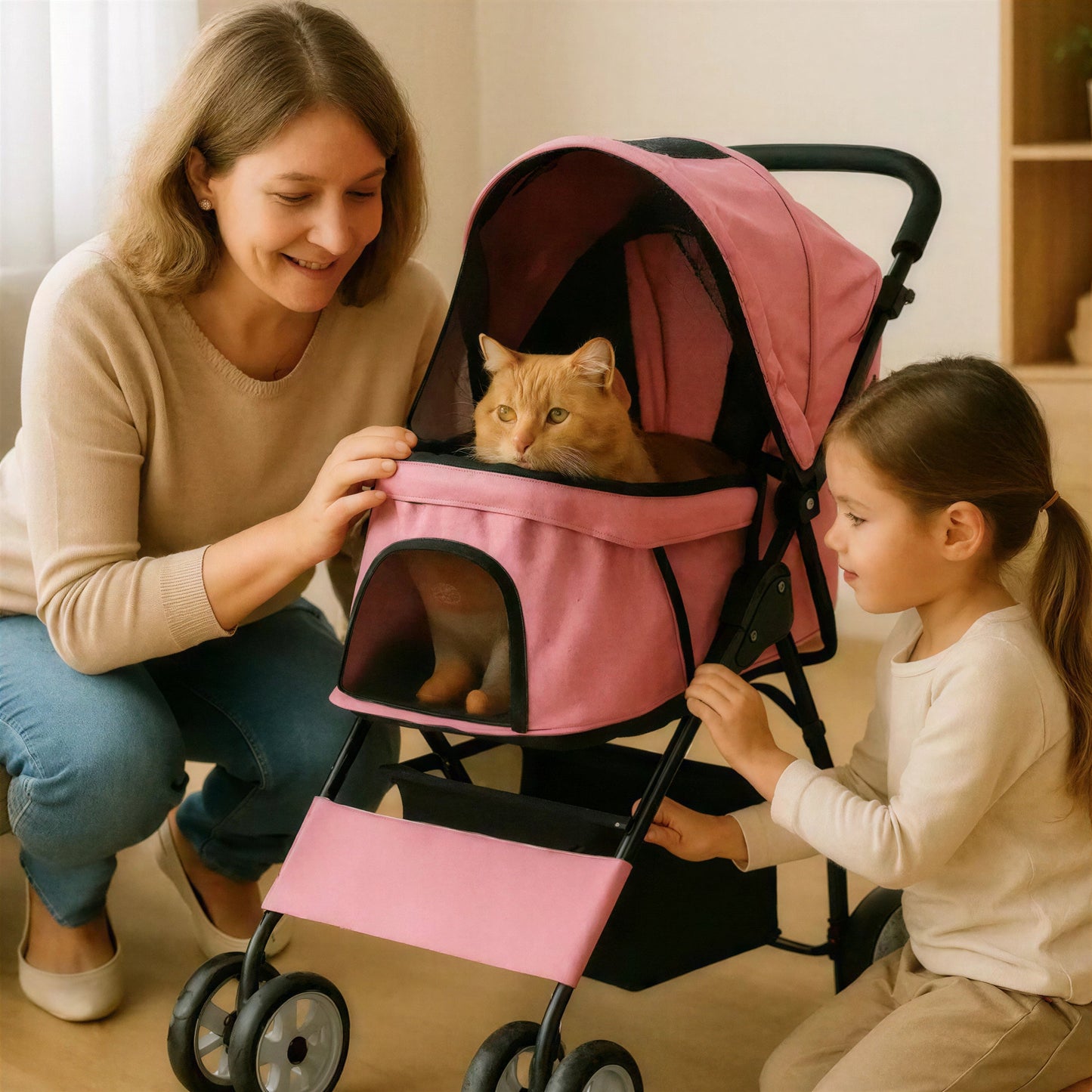 Poussette pour Chat Pratique et Élégante – Confort Optimal pour Promenade et Voyage Pour toi Mon chat