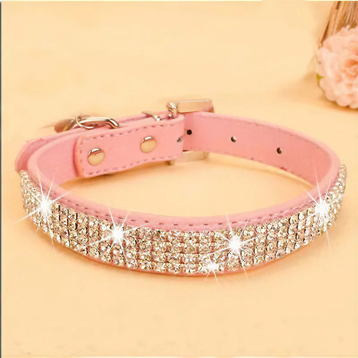 Collier de laisse en strass et faux cuir pour chat Pour toi Mon chat