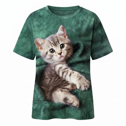 T-shirt avec chat mignon imprimé en 3D pour femme Pour toi Mon chat