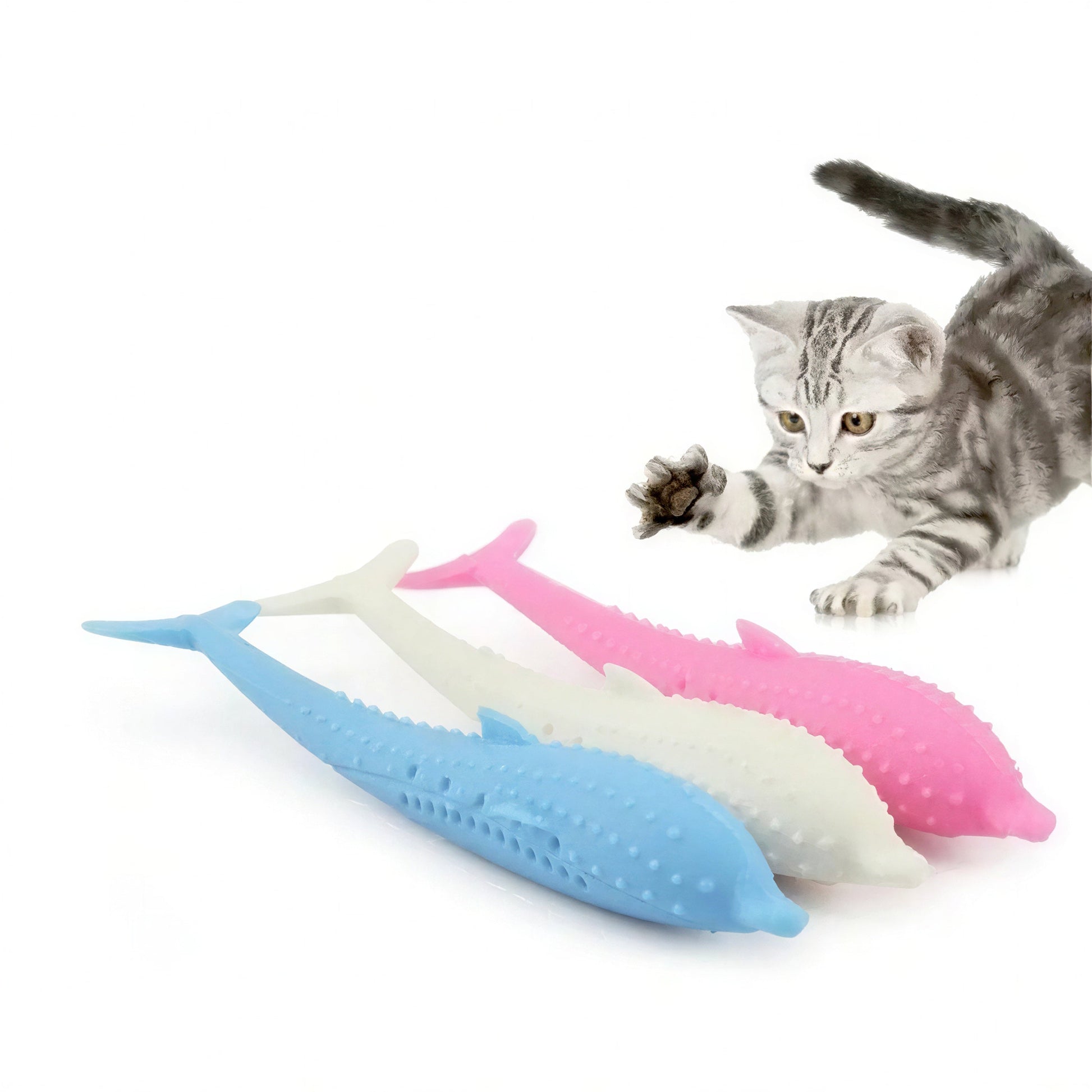 Brosse à dents en silicone en forme de dauphin pour chat Pour toi Mon chat