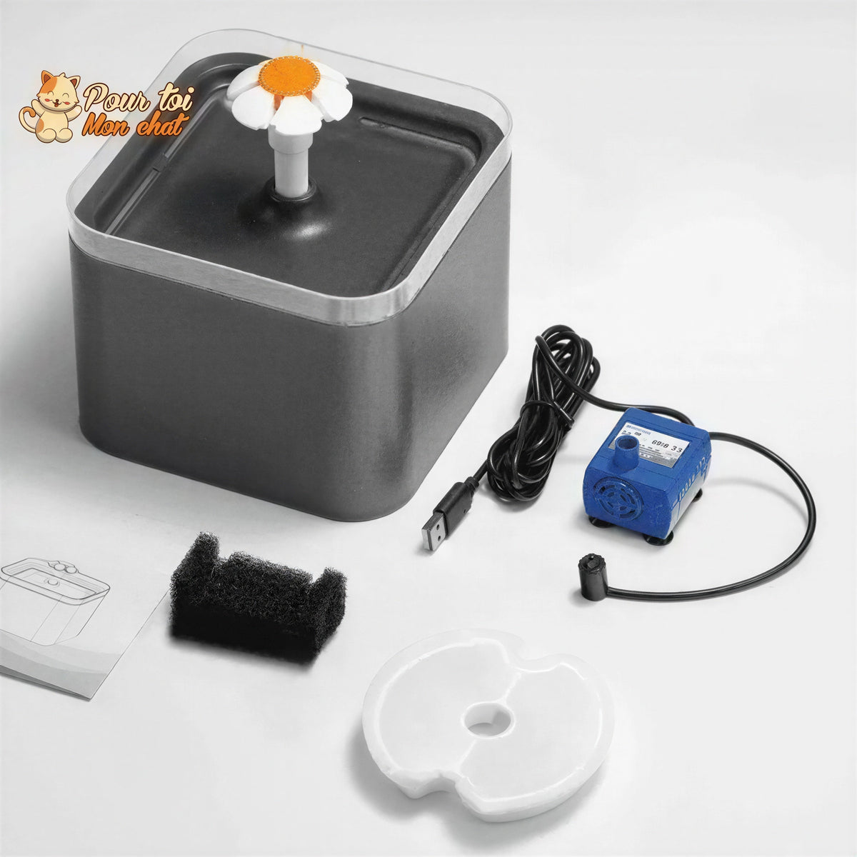 Fontaine à eau pour chats avec éclairage LED Pour toi Mon chat