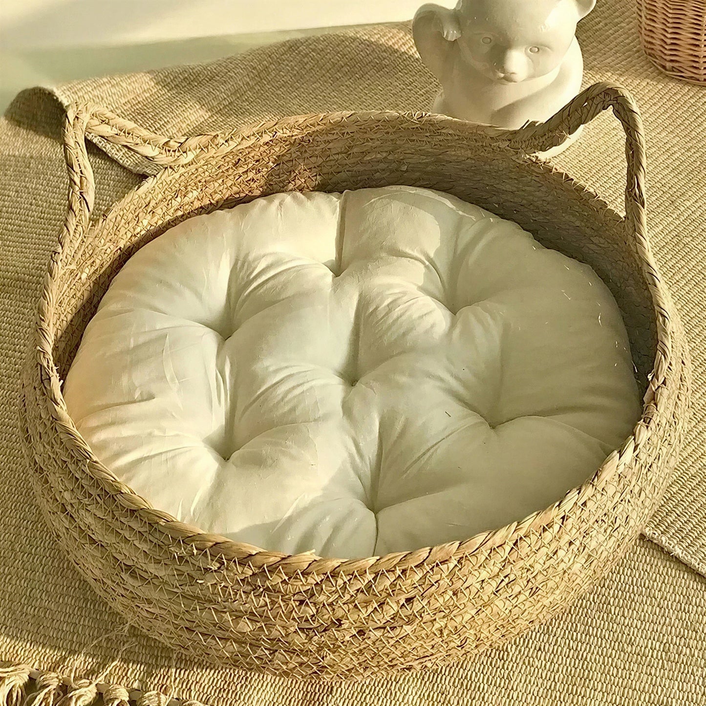 Coussin Chat Rond En Rotin Avec Des Oreilles De Chat Pour toi Mon chat