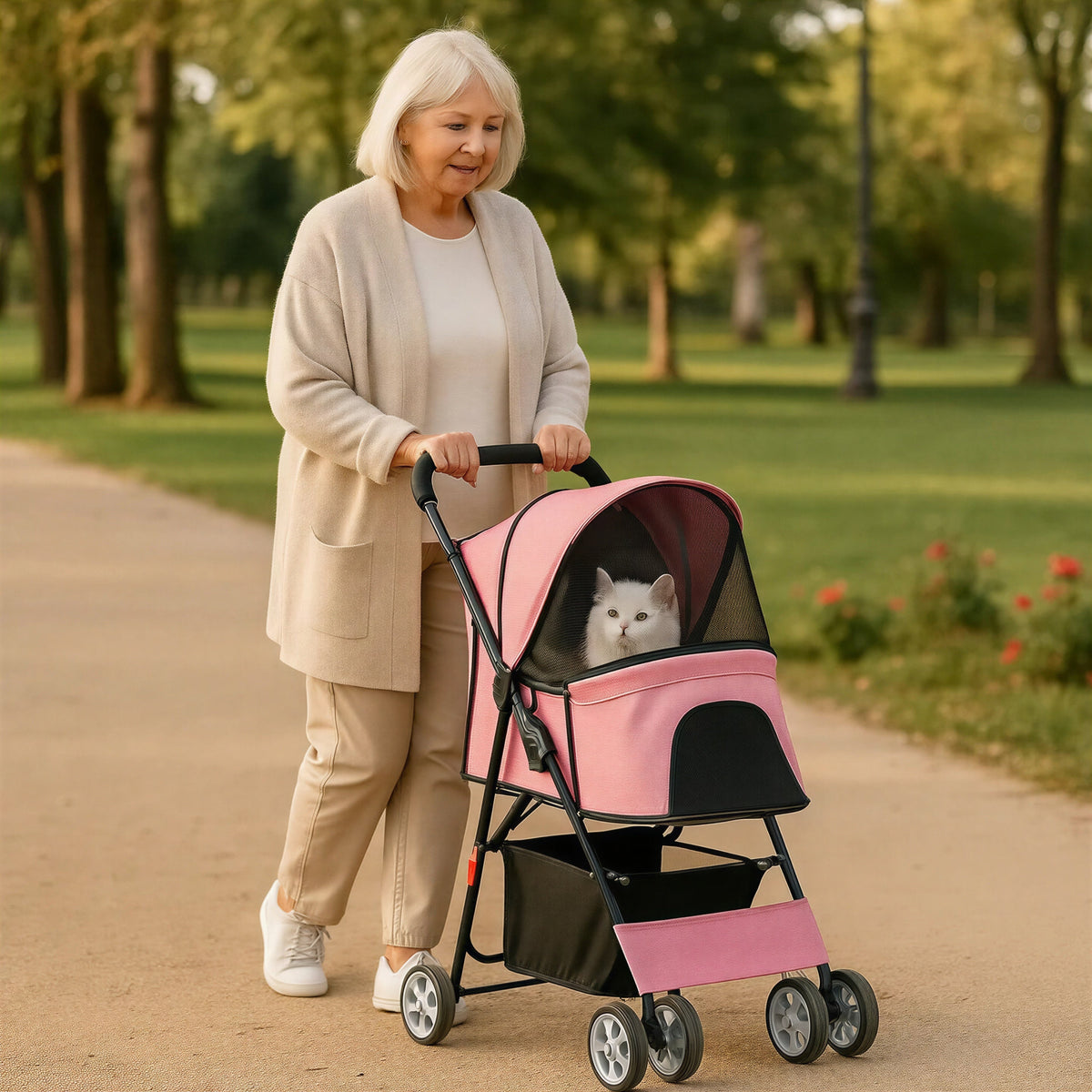 Poussette pour Chat Pratique et Élégante – Confort Optimal pour Promenade et Voyage Pour toi Mon chat