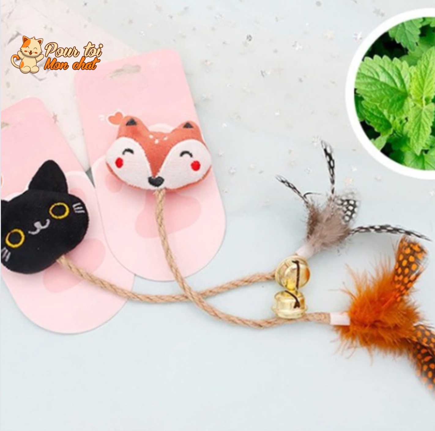 Jouet cloche en plumes pour chats Pour toi Mon chat
