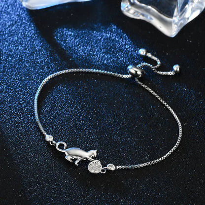 Bracelet de chat ajustable en argent Pour toi Mon chat