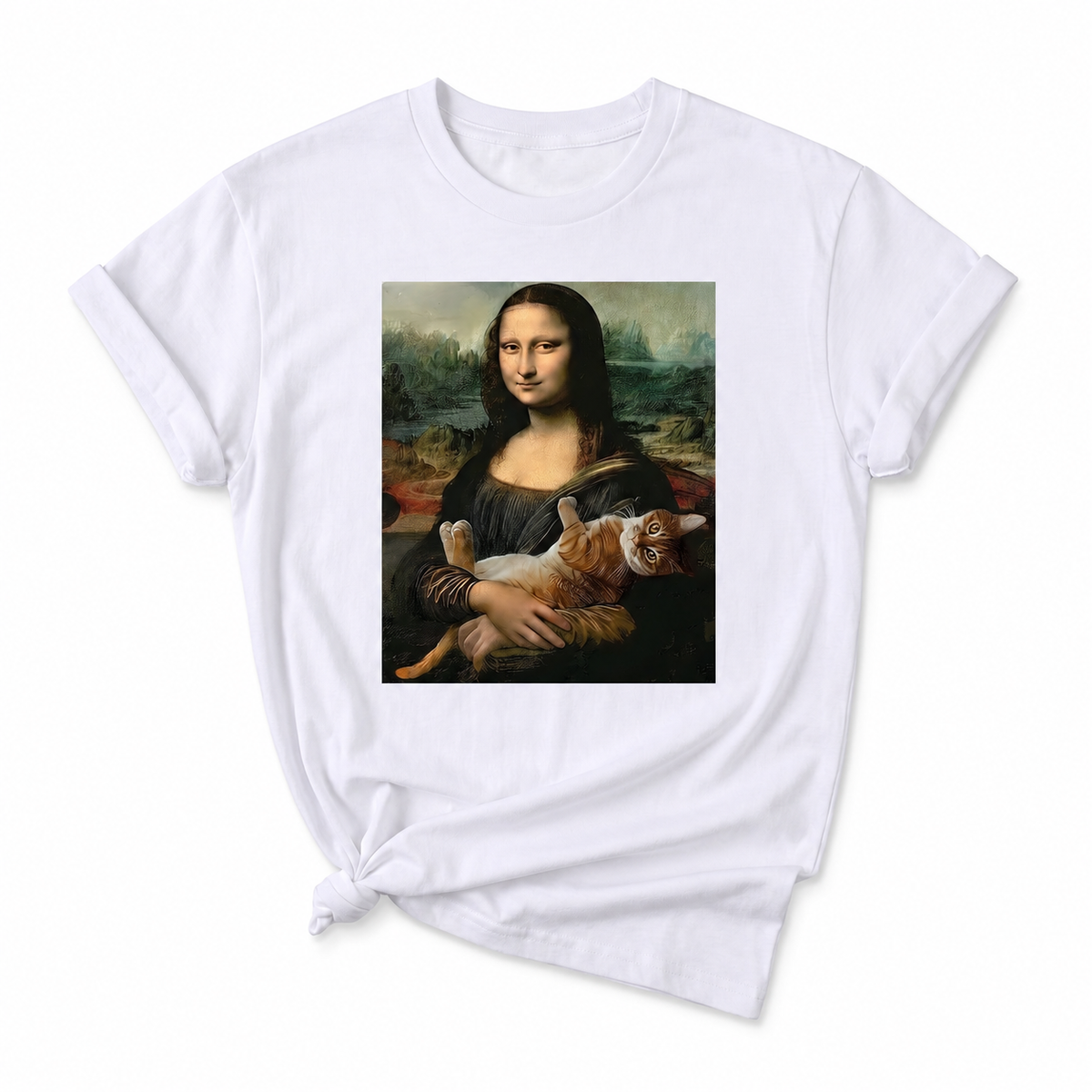 T-shirt Mona Lisa étreignant un chat Pour toi Mon chat