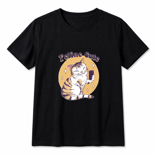 T-shirt décontracté avec imprimé à motif de chat pour femme Pour toi Mon chat