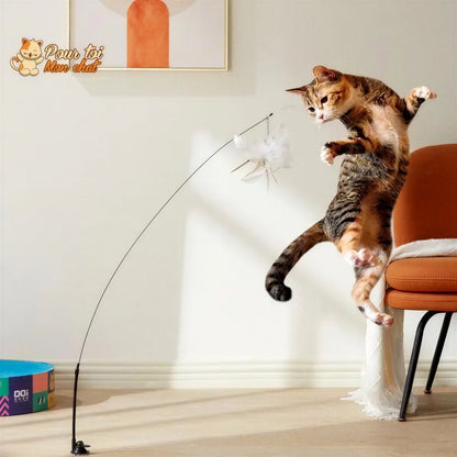 Jouet pour Chat Interactif à Ventouse - Simulation d’Oiseau et Plumes Amovibles Pour toi Mon chat