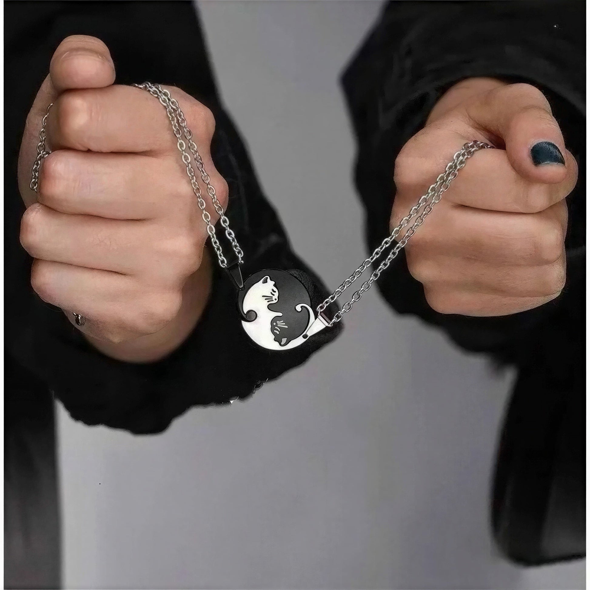 Collier de couple à design de chat en acier inoxydable Pour toi Mon chat